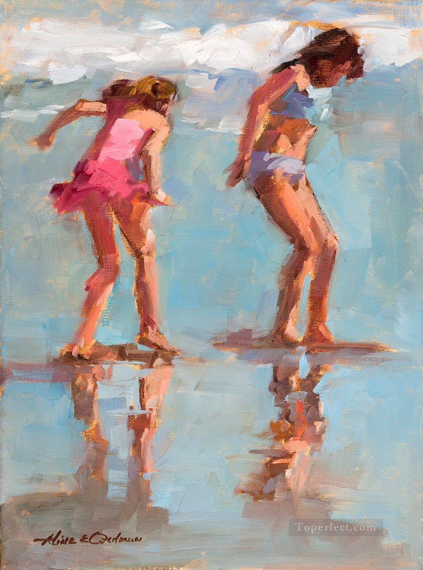 on Beach Playing girl Oil Paintings